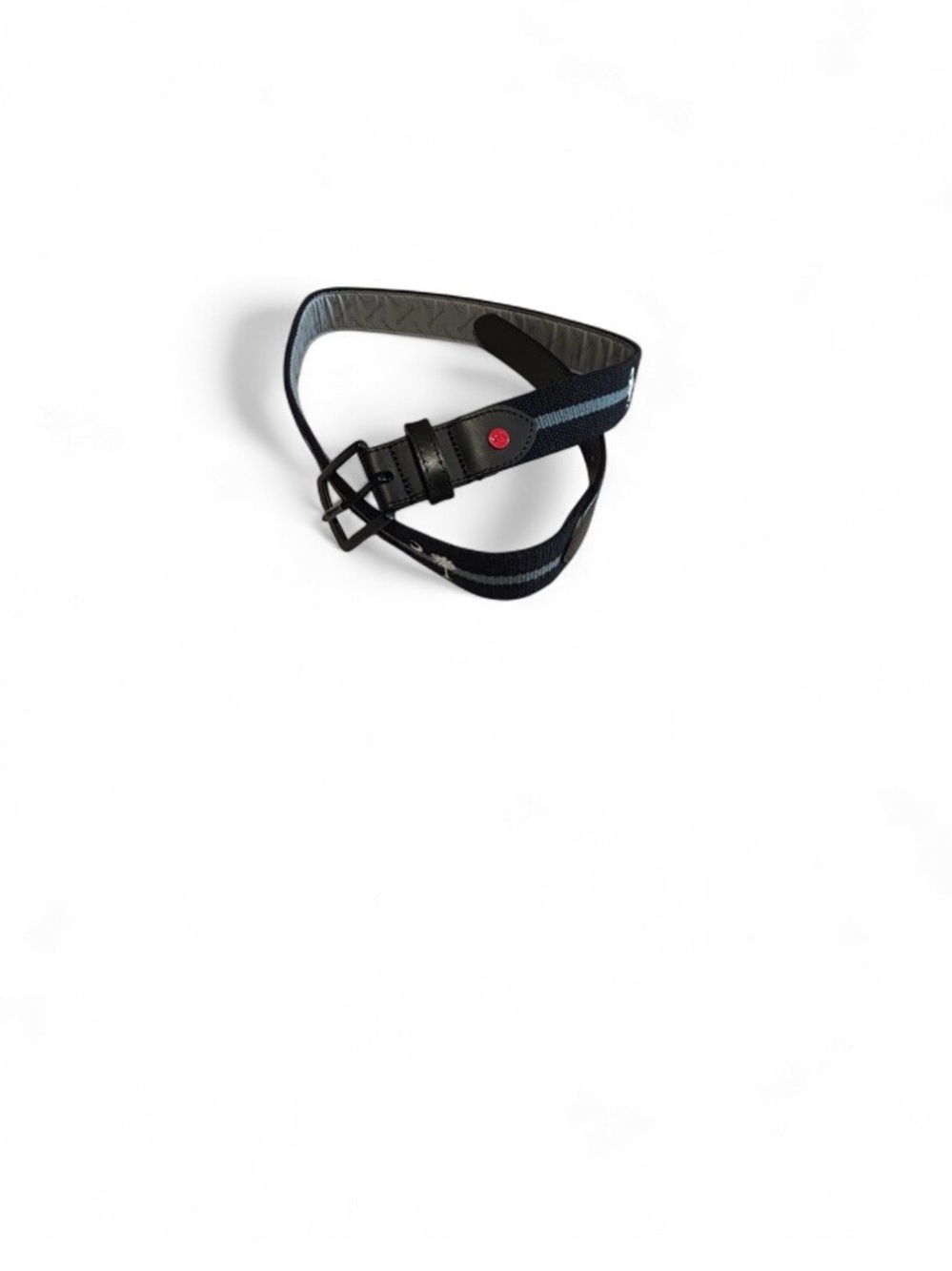 Men's Black Belt with Blue Stripe - Casual Webbing Strap